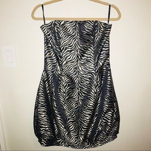 Jessica McClintock zebra navy&platinum dress sz 10